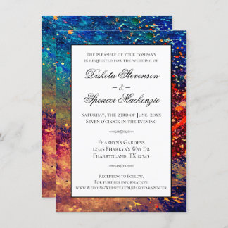 Convite Splatter Psicodélico | Casamento Abstrato Arco-Íri