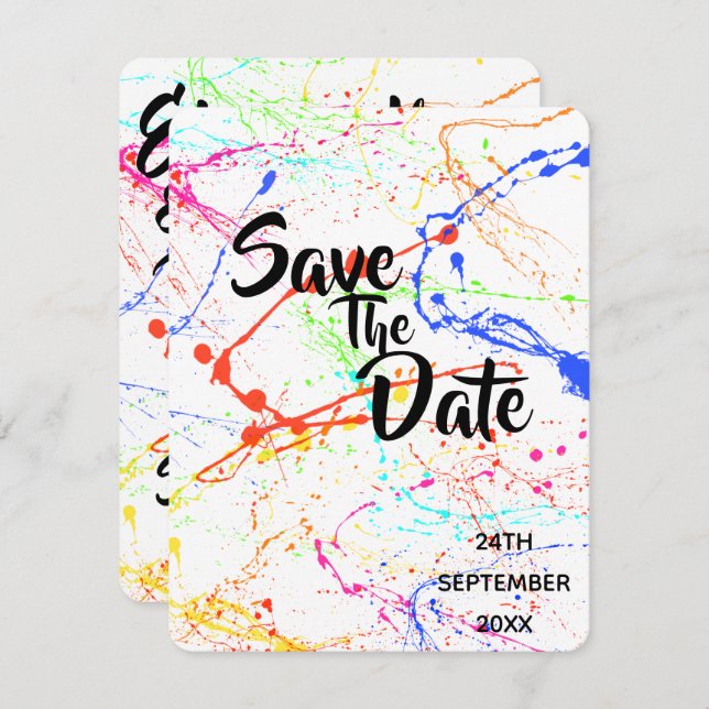 Convite Splattered Wedding Save The Date (Frente/Verso)