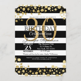 Convite Splatters e listras modernos elegantes do ouro do
