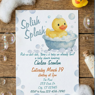Convite Splish Splash Ducky chá de bebê