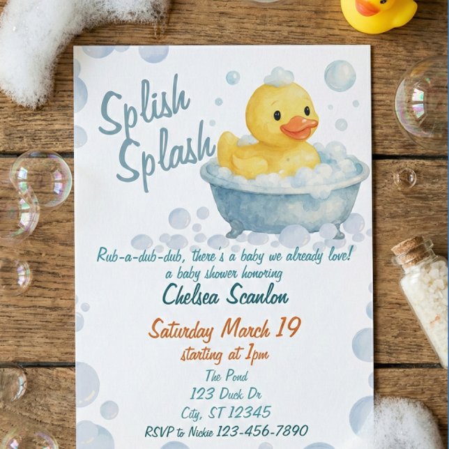 Convite Splish Splash Ducky chá de bebê  (Criador carregado)