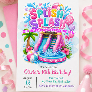 Convite Splish Splash Waterslide Birthday | Bounce House