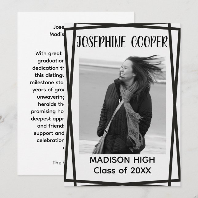 Convite Split Border Graduation Photo Letterpress  (Frente/Verso)