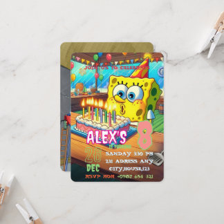 Convite Sponge  Birthday Invitation FOR KIDS
