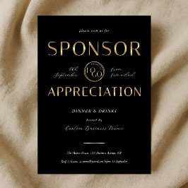 Convite Sponsor Appreciation Black & Gold Logo Corporate