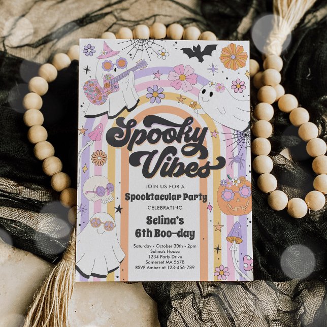 Convite Spookes Vibes Halloween Grafo-Fantasma (Criador carregado)