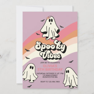 Convite Spookes Vibes Retro Halloween Ghost Birthday