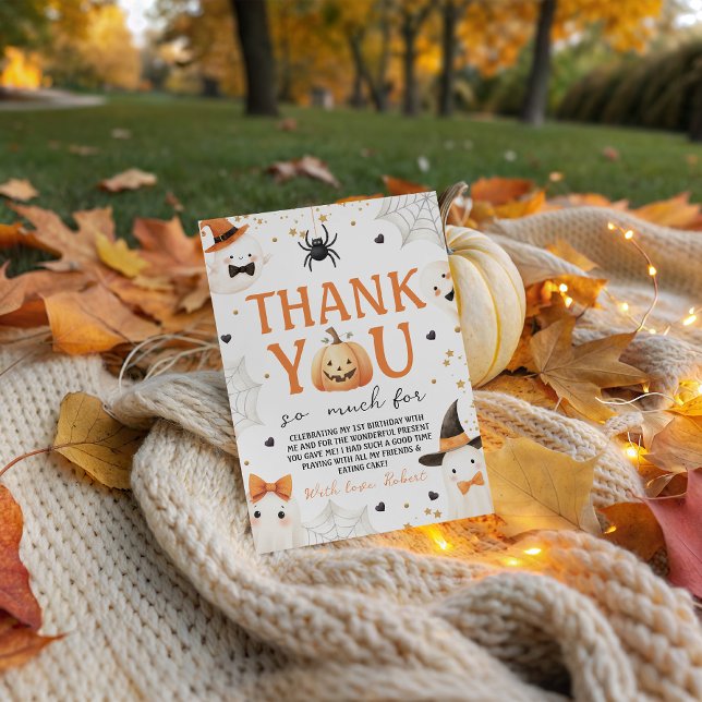 Convite Spookin Pumpkin Ghost Obrigado (Criador carregado)