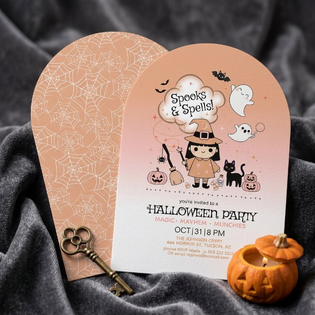 Convite Spooks & Spells Halloween Party Arch Orange ID1325 (Criador carregado)