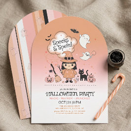 Convite Spooks & Spells Halloween Party Arch Stripe ID1325