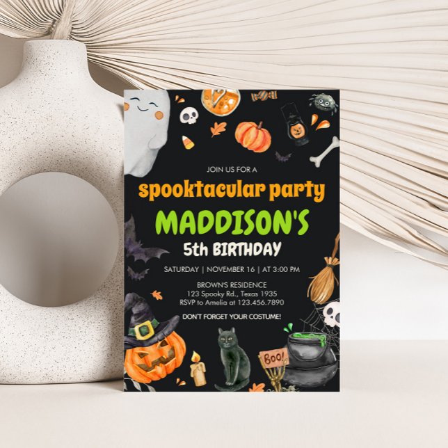 Convite Spooktacular Crianças Figuram Festa de aniversário (Spooktacular Costume Halloween Birthday Party Invitation)