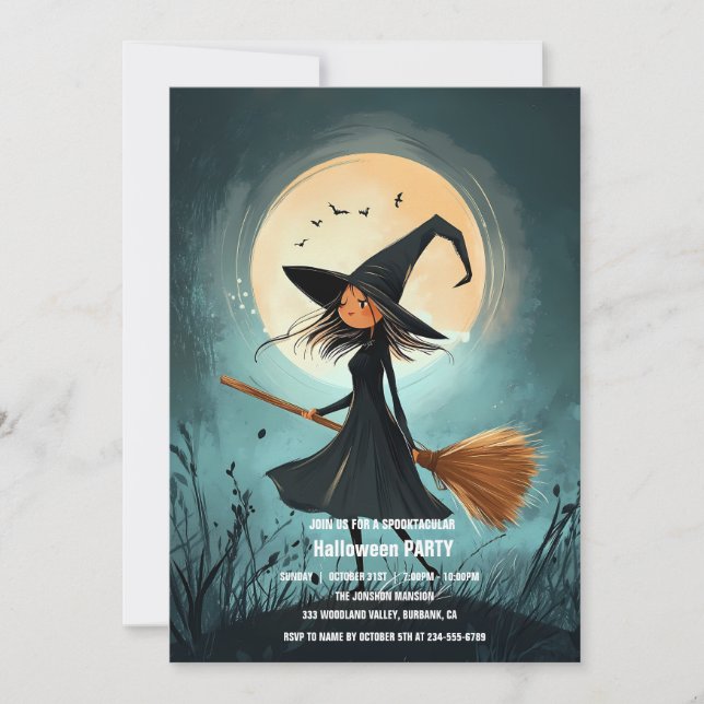 Convite Spooktacular Dark assombrado Festa I de Halloween (Frente)