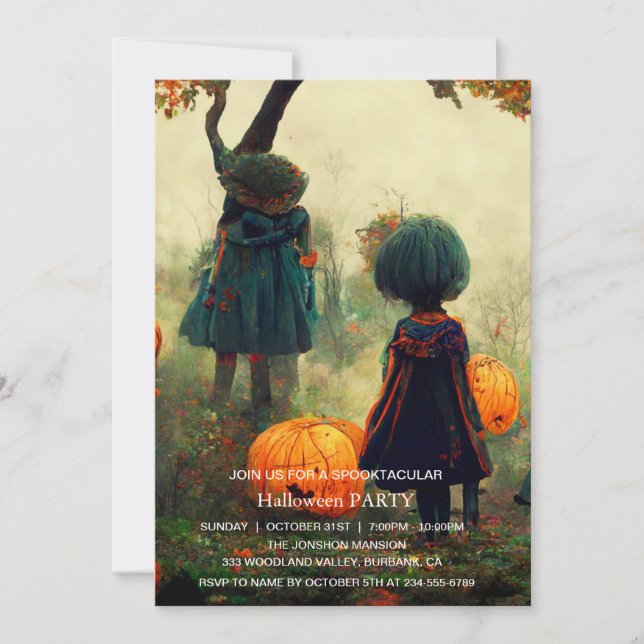 Convite Spooktacular Dark assombrado Festa I de Halloween (Frente)