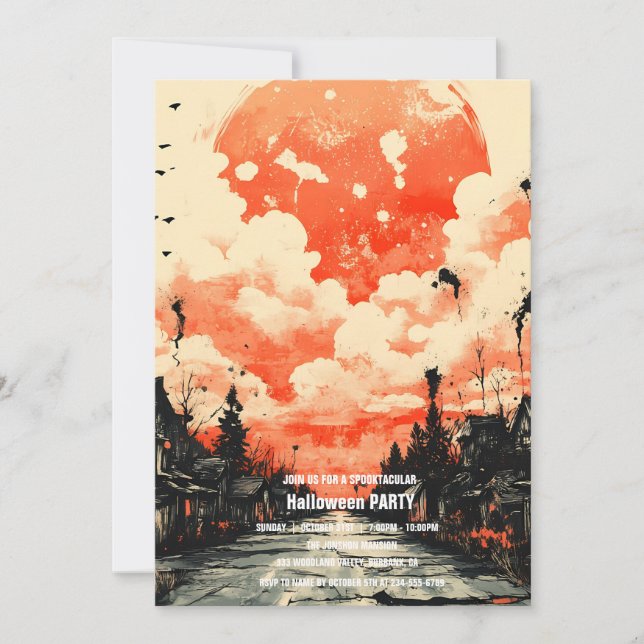 Convite Spooktacular Dark assombrado Festa I de Halloween (Frente)