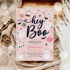 Convite Spooktacular do Aniversário Ghost Rosa-Rosa-Canto