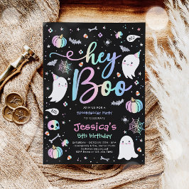 Convite Spooktacular do Aniversário Ghost Rosa-Rosa-Canto