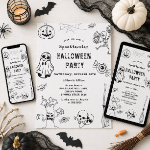 Convite Spooktacular Festa de Halloween Balck