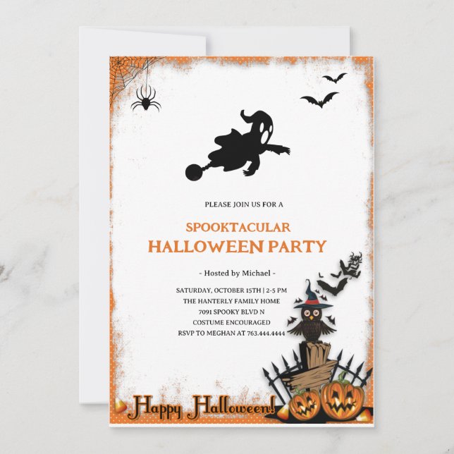Convite Spooktacular Ghost Halloween Party Invitation (Frente)