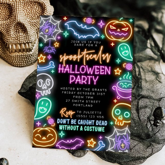 Convite Spooktacular Neon Halloween Invitation (Criador carregado)
