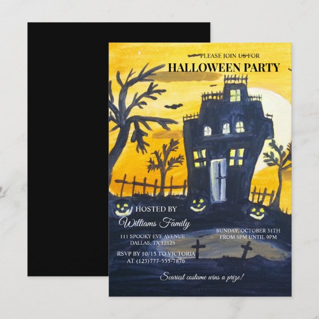 Convite Spooktacular Spookie Ghost Pumpkin Festa de Hallow (Frente/Verso)