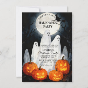 Convite Spooktacular Spookie Ghost Pumpkin Festa de Hallow