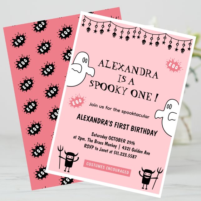 Convite Spooktacular Spookie, um primeiro aniversario de H (Halloween-1st-birthday-Invitation-Spooktacular-Spooky-one-pink-1)
