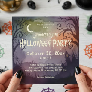 Convite Spooktacular Spooky Moonlit Noite Festa de Hallowe