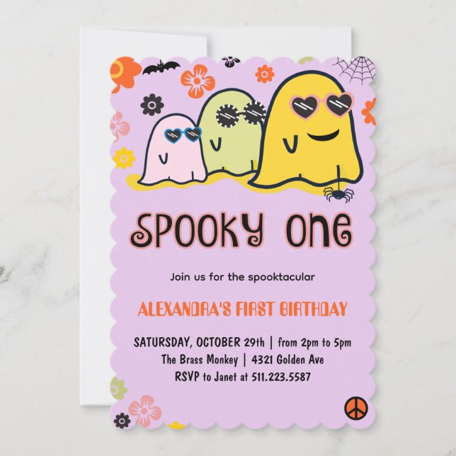 Convite Spooky 1 Primeiro Aniversário (Frente)