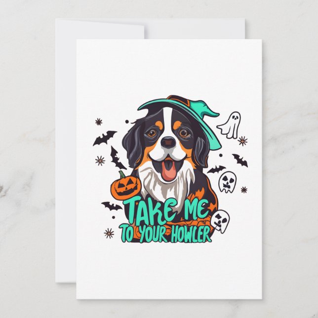Convite Spooky Bernese Halloween : Leve-me ao seu Howler (Frente)