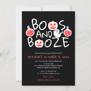 Convite Spooky Boos e Booze Black Adulto Festa de Hallowee