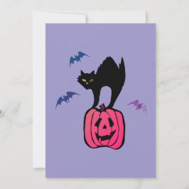 Convite Spooky Cat Halloween Pumpkin Pop Art