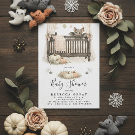 Convite Spooky Chic Gothic Bat & Pumpkins Baby Shower