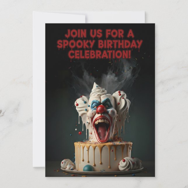Convite Spooky Clown Birthday Invitation Card (Frente)