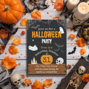 Convite Spooky Dark Spider Web Fantasmas Festa de Hallowee