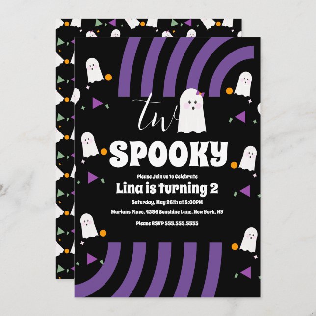 Convite Spooky, Duas Letras de Groovy, Festa Fantasma de H (Frente/Verso)