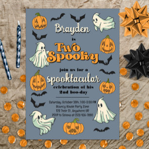 Convite Spooky Ghost Halloween Cai Segundo Aniversário