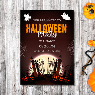 Convite Spooky Graveyard Ghosts & Pumpkins Festa de Hallow