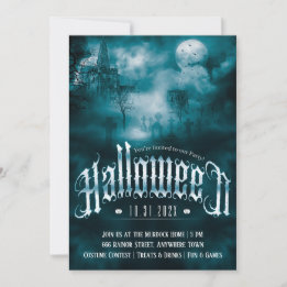Convite Spooky Graveyard Gothic Dark Halloween