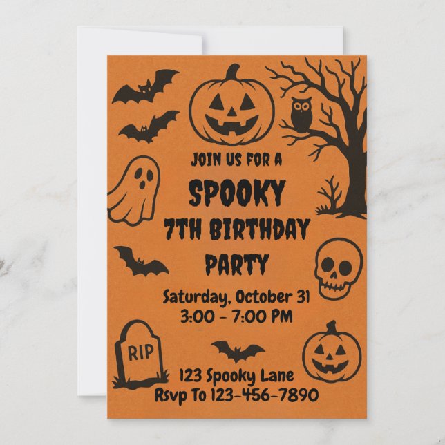 Convite Spooky Halloween Birthday (Frente)