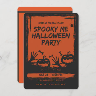 Convite Spooky Halloween Party Invitation Orange Black