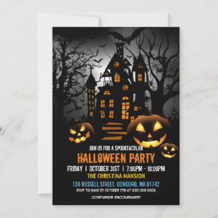 Convite Spooky Haunted WitHouse Pumpkin Festa de Halloween