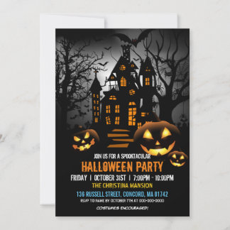 Convite Spooky Haunted WitHouse Pumpkin Festa de Halloween