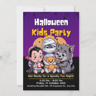 Convite Spooky Kids Halloween Party Invitation