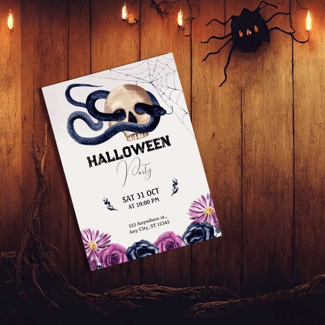 Convite Spooky & Na moda: Halloween Violet Watercolor (Criador carregado)