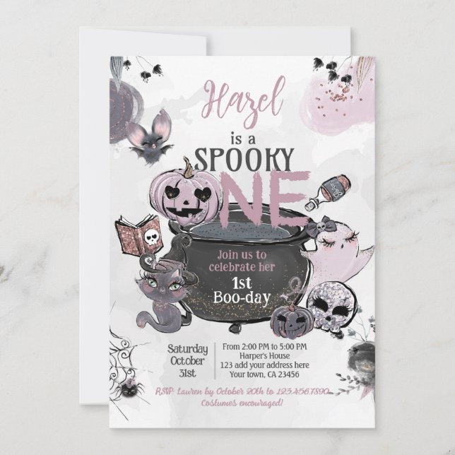 Convite Spooky One 1st Birthday Halloween (Frente)