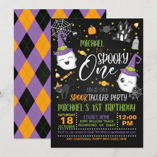 Convite Spooky One Birthday - Blk