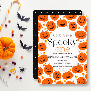 Convite Spooky One Cute Halloween Pumpkins 1º Aniversário