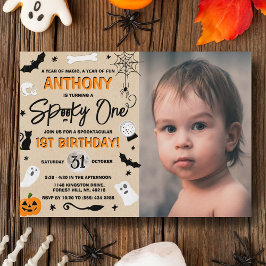 Convite Spooky One! Foto do primeiro aniversario Halloween