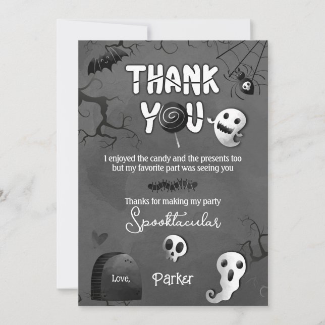Convite Spooky One Ghost Halloween Thank You Cards (Frente)