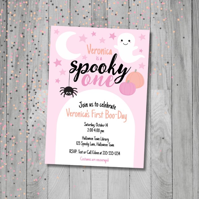 Convite Spooky One Girl Primeiro Aniversário (Spooky One First Birthday Invitation)